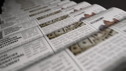 Newspaper Printing process in a 3D animation Stock Footage 241642588