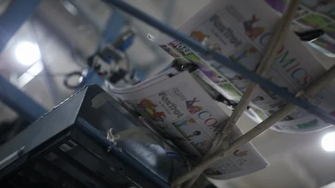 Newspaper Production Line Stock Footage 122586404