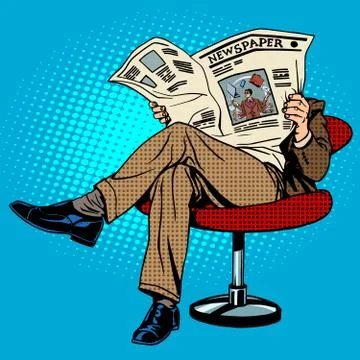 Newspaper reading man Stock Illustration