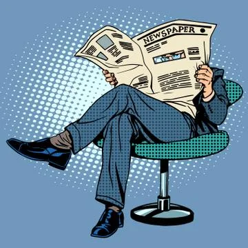 Newspaper reading man Stock Illustration