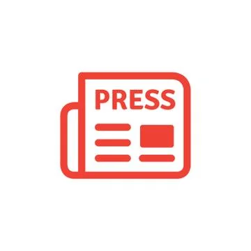 Newspaper Red Icon On White Background. Red Flat Style Vector Illustration. Stock Illustration