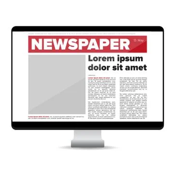 Newspaper on screen computer Stock Illustration
