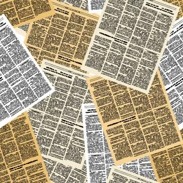 Newspaper seamless pattern. Vector background of pages of vintage magazines.  Stock Illustration