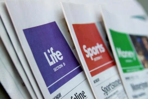 Newspaper sections Foto stock