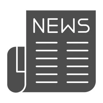 Newspaper solid icon. News vector illustration isolated on white. Publication Illustrazione stock