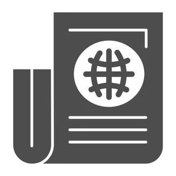 Newspaper solid icon. Paper sheet with article vector illustration isolated on Stockillustratie