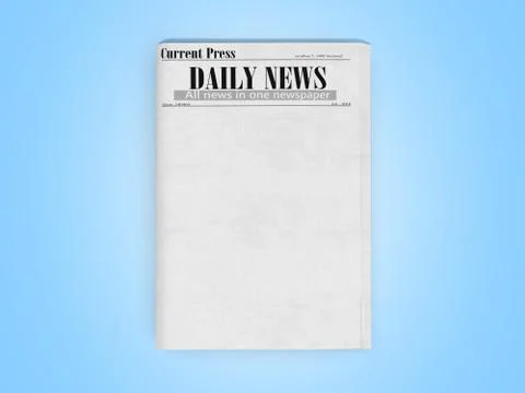 Newspaper in stack 3d render on blue Stock Illustration