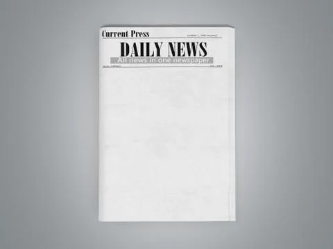 Newspaper in stack 3d render on grey Stock Illustration