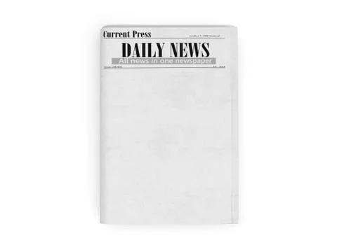 Newspaper in stack 3d render on white Stock Illustration
