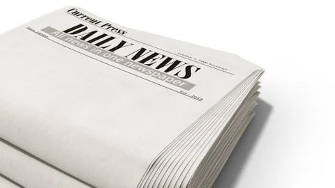 Newspaper in stack 3d render on white Stock Illustration