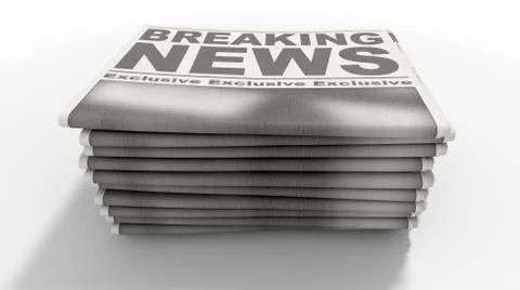 Newspaper Stack Breaking News Stock Illustration
