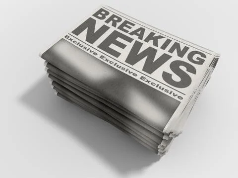 Newspaper Stack Breaking News Stock Illustration