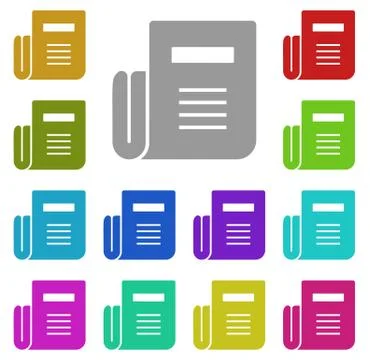 Newspaper, text multi color icon. Simple thin line, outline vector of Text ed Stock Illustration