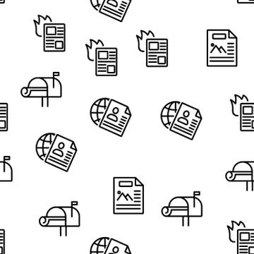 Newspaper Vector Seamless Pattern Stock Illustration