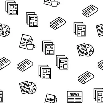 Newspaper Vector Seamless Pattern Stock Illustration