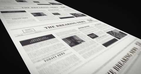 Newspapers being printed - Seamless loopable background on black Stock Footage 124989543