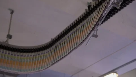 Newspapers Flow Along An Assembly Line. Stock Footage 71305268