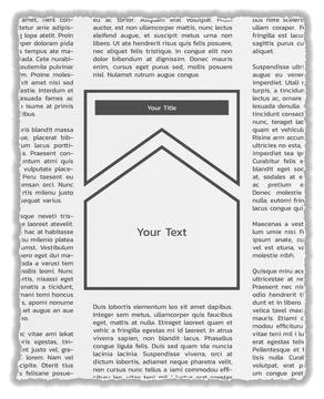 Newspapers with lorem ipsum text and empty box Stock Illustration