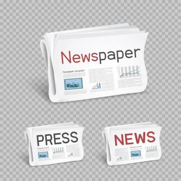 Newspapers set transparent background Stock Illustration