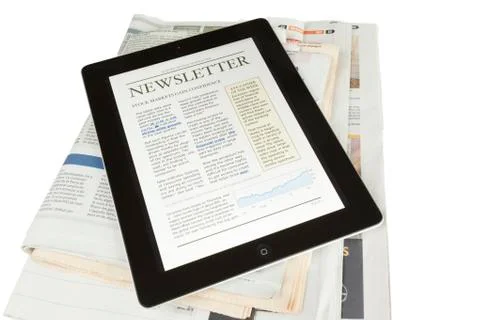 Newspapers &amp; tablet pc Stock Photos