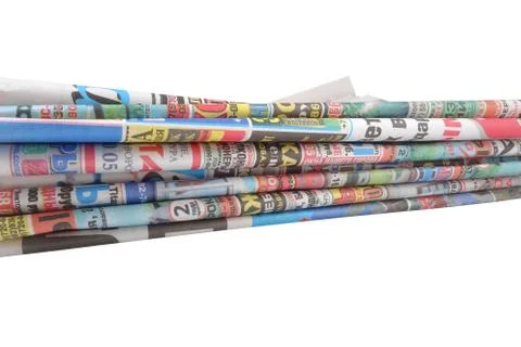 Newspapers on white background Stock Photos