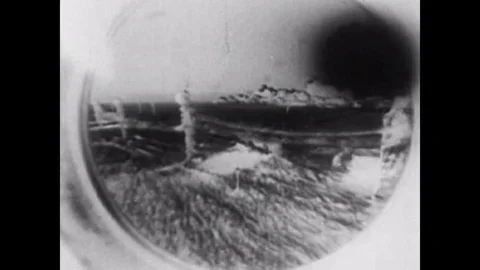 Newsreel footage of atomic explosion over a fake city in 1952. Stock Footage