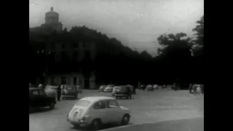 A newsstand with magazines, newspapers and books is shown in a city, in 1960. Stock Footage