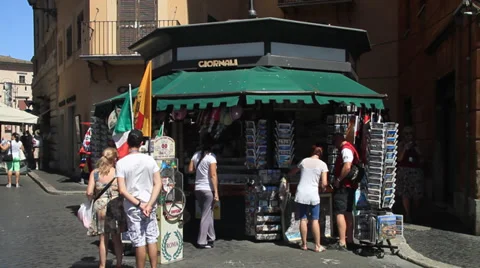 Newsstand in Rome Stock Footage 39250690