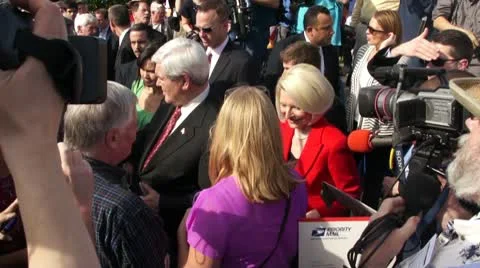 Newt Gingrich & His Third Wife Callista Stock Footage