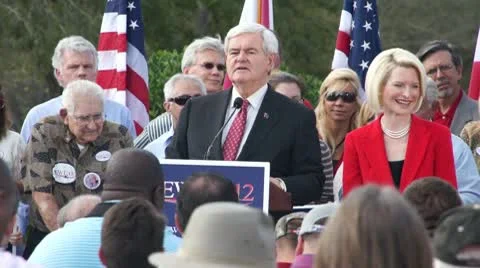 Newt Gingrich Talks About Himself Vs Obama Stock Footage 10704037