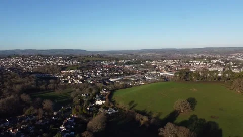 Newton Abbot, Devon, England: Drone View: Newton Abbot &amp; surrounding countryside Stock Footage 168569879
