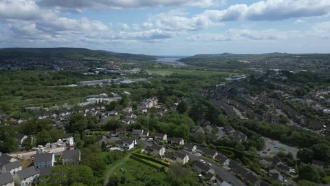 Newton Abbot, Devon, England: DRONE VIEWS: The view towards Teignmouth Stock Footage 241337456