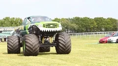 White Monster Truck running. Cool cartoo, Stock Video