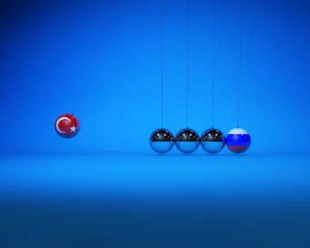 Newton balls bumping against each other, Russia vs Turkey Stock Illustration