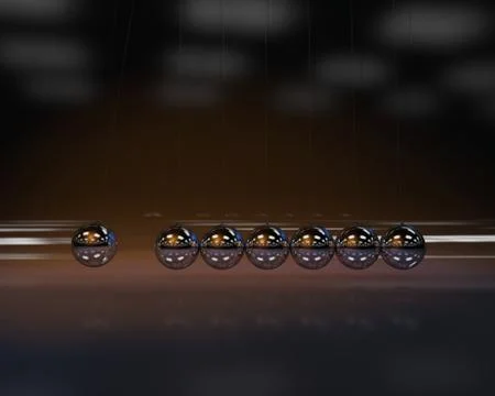 Newton balls colliding with each other, team and cooperation Stock Illustration