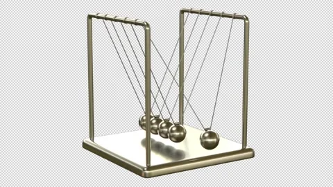 Newton cradle - 3d render looped with alpha channel. Stock Footage 167545356