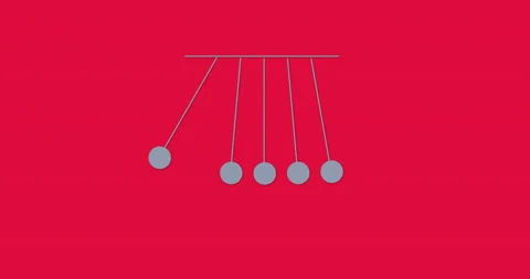 Newton's cradle 4k resolution animation. Newton's cradle gray and red screen Stock Footage 236872414