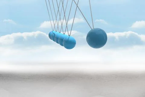 Newtons cradle above desert Stock Illustration