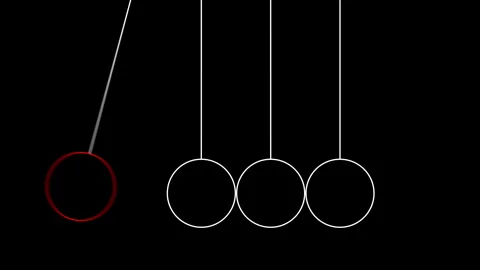 Newton's Cradle Abstract Pendulum Balls on Black Background Stock Footage 330923702
