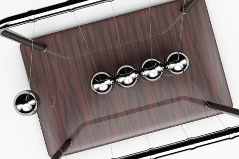 Newton's cradle in action. Top view. Stock-Fotos