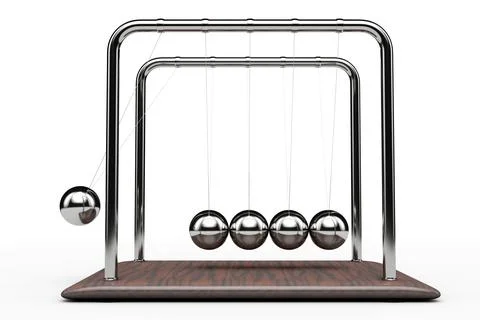 Newton's cradle in action. White background. Stock Photos