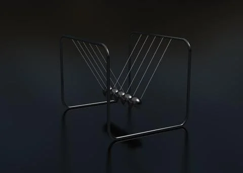 A Newton's cradle in black Stock Illustration