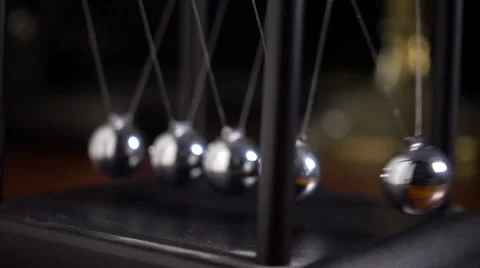 Newton's cradle, close up slow motion Stock Footage 55394093