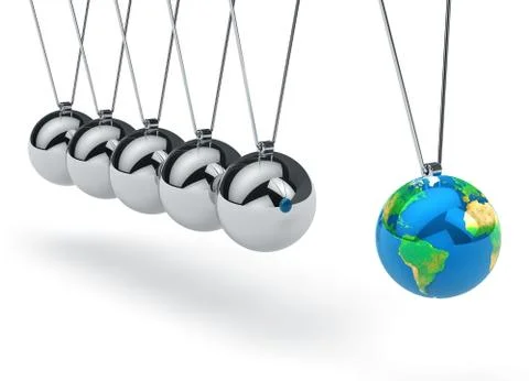 Newton's Cradle with Earth globe Stock Illustration