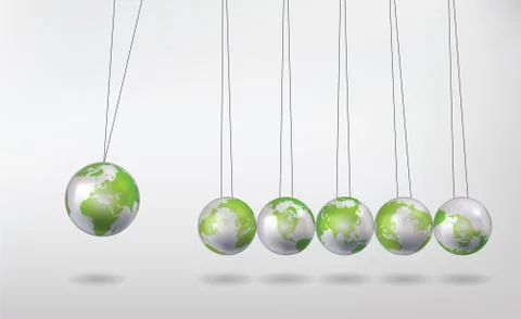 Newton's cradle with earth globes Stock Illustration