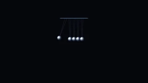 Newtons Cradle Harmonic Collision Physics with chrome spheres kinetic mo 4K Loop Vídeo Stock 345874001