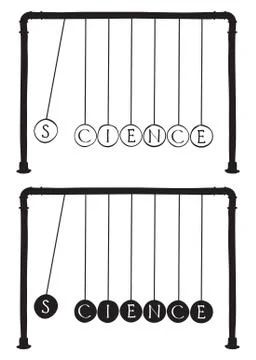 Newton's cradle with letters on balls Illustrazione stock