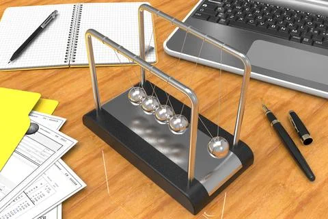 Newtons cradle on modern desk Illustrazione stock