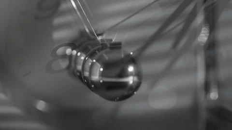 Newton's Cradle Motion Symbolizing the Passage of Time Video stock 330091911