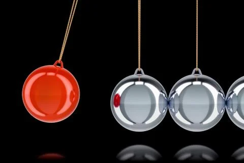 Newton's cradle, pendulum. 3D rendering Stock Illustration